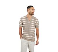 (S, Stone/Off White) Brave Soul Mens Open Collar Short-Sleeved Polo Shirt
