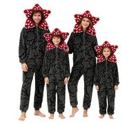 S-Strangers D-Demogorgons Fleece Hooded Onesie for Kids Adults Monster Outfit Cosplay Costume Bodysuit Scary Fancy Dress Up Fluffy Matching Family Zip Up Onesie (Black2, 10-11 Years)