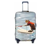 S Stylish Suitcase Cover Protector - Elastic Water Skiing Fox Squirrel Print Luggage Travel Accessories, Stretch Baggage