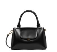 S Suave Evenly Tote Bag in Leather with Flap and Clasp Black