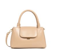 S Suave Evenly Tote Bag in Leather with Flap and Clasp Dark Beige