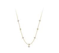 s summer Crystal diamond four-leaf flower necklace style female clavicle chain