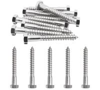 S SYDIEN 10PCS 3/8" X 2" Hex Head Lag Screws, 304 Stainless Steel Lag Bolts for Wood Heavy Duty Lag Screws for Wood TV Mounts Deck Boat Repair