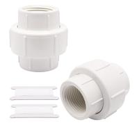 S SYDIEN 2Pcs 1" PVC Union, Female Threaded Coupling Pipe Fittings, Schedule 40, EPDM O-Ring, FNPT Coupling Adapter for Irrigation, Plumbing, White