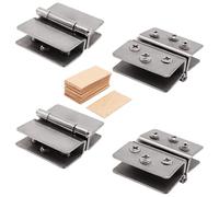 S SYDIEN 4PCS Glass Door Hinges Adjustable Double Glass Clamp Hinges Fits for 8-10mm, 180 Degree Glass Shower Door Hinges Replacement Part