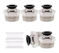 S SYDIEN 5PCS Push to Connect Fittings 8mm Tube OD x 1/2 Inch NPT Thread Male Straight Pneumatic Connector Air Hose Quick Connect Fittings Black PC8-N4