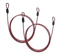 S SYDIEN Cable Lock Double Loops 3.3Ft Long Red Security Cables, Bike Locks Cables 2.5mm Braided Steel Coated Safety Cable Wire Rope for Luggage, Outdoor, Clothesline (2 Pack)