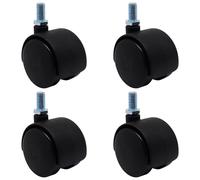 S SYDIEN Plastic Caster Wheels 1.5 Inch, M8 Threaded Swivel Casters Set of 4, Black Nylon Replacement Casters Wheels for Furniture Table Cabinet Office Chair