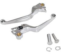 S SYUU Chrome Aluminium Brake Lever Clutch Lever Pair for Harley Davidson Dyna Softail Fat Boy Low Rider 2004-2013
