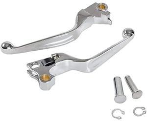 S SYUU Chrome Aluminium Brake Lever Clutch Lever Pair for Harley Davidson Dyna Softail Fat Boy Low Rider 2004-2013