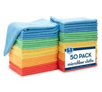 S&T INC. 50 Pack Microfiber Cleaning Cloth, Bulk Towels for Home, Reusable Microfiber Towels for Cars, Cleaning Rags, Assorted, 11.5 Inches x 11.5 Inches, 50 Count