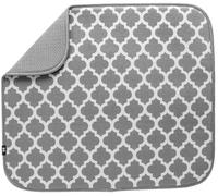 S&T INC. Absorbent, Reversible Microfiber Dish Drying Mat for Kitchen, 16 Inch x 18 Inch, White Trellis