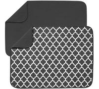 S&T INC. Absorbent, Reversible Microfiber XL Dish Drying Mat Value Pack for Kitchen, 18 Inch x 24 Inch, 2PK, 18" x 24", Grey Trellis