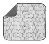 S&T INC. Dish Drying Mat for Kitchen, Absorbent, Reversible Microfiber Dish Mat, 16 Inch x 18 Inch, Marble Tile
