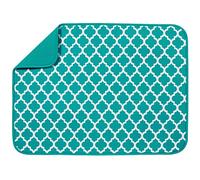 S&T INC. Dish Drying Mats, Polyester, Teal Trellis, XL