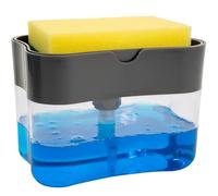 S&T INC. Dish Soap Dispenser and Sponge Holder for Kitchen Sink, Sponge Included, 13 ounces, Grey
