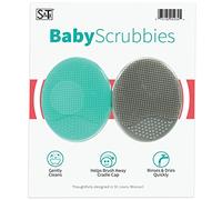 S&T INC. Exfoliating and Massaging Cradle Cap Bath Brushes for Baby, Silicone - 2 Inch x 2.5 Inch, Grey and Teal, 2 Pack