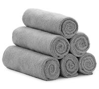 S&T INC. Microfiber Fitness Exercise Towels, 6 Pack, 16-Inch x 27-Inch, Grey