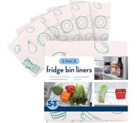 S&T INC. Shelf Liner Non Adhesive for Kitchen, Refrigerator Liners for Shelves, Washable and Absorbent Fridge Shelf Liner, 12 Inch x 24 Inch, Fruits, 5 Pack