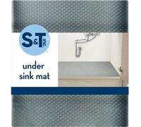S&T INC. Under Sink Mat, Shelf Liners for Kitchen Cabinets Non Adhesive, Waterproof and Plastic Kitchen Shelf Liner, Charcoal Grey, 24 in. x 48 in