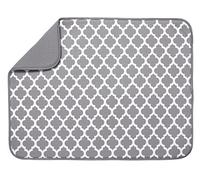 S&T XL Microfiber Dish Drying Mat, 18" x 24", White Trellis