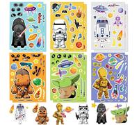 S-tar Wars Stickers-12 Sheets Art Craft Make a Face DIY Stickers for Kids Yo- Da Make Your Own Personalized Sticker for Birthday Party Supplies Favors Bag Stuffing Gift Pinata Fillers Lucky Dip Prizes