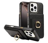 S. Tedazo Wallet Case for iPhone 16 Pro Black | 6.3 inch, with Credit Card Holder, 360Ã‚° Rotation Ring Stand, RFID Block, Flip Leather, Shockproof Cover