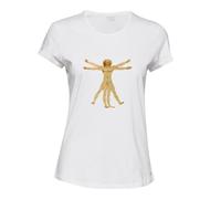 (S) The Vitruvian Man Leonardo Da Vinci Female Ladies Women White T-Shirt Tee Tops