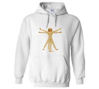 (S) The Vitruvian Man Leonardo Da Vinci White Hoodie Hooded Sweat Mens Sweater