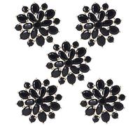 S-TROUBLE 5Pcs 21mm Black Rhinestone Flower Shaped Buttons with Metal Loop Jewelry Embellishments for DIY Crafts Garment Decoration Accessories