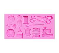 S-TROUBLE Fondant Molds, 1 Pack Scissors Button Sewing Designer Clothes Silicone Mould Wedding Cake Border Fondant Cake Decorating Clay Molds DIY