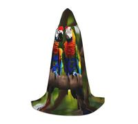 S Unisex Colorful Parrots On Tree Print Hooded Cape Costume for Halloween