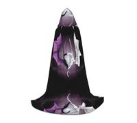 S Unisex Halloween Purple and Wirte Dragons Print Hooded Cape Costume