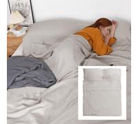 S VICTORY SYMBOL 100% Linen Portable Bed Sheet,Sleeping Bag Liner for Hotel and Travel,Sleep Sack Adult-Ultra Lightweight Backpacking with Zipper,Queen Size Khaki