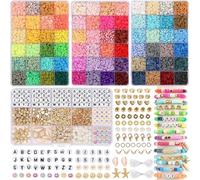 S&W DECORE 10000 Pcs Clay Beads Bracelet Making Kit for Girls 72 Colors Friendship Bracelet Kit Beads for Jewelry Making Polymer Clay Bead Set for DIY Craft Gifts for Teen Girls