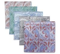 S&W SHLAX&WING 5 Pack Men's Pocket Squares Set 12.6" Formal Handkerchiefs for Suits Weddings Tuxedos Assorted Colors Patterns No.33