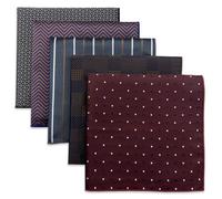 S&W SHLAX&WING 5 Pack Men's Pocket Squares Set 12.6" Formal Handkerchiefs for Suits Weddings Tuxedos Assorted Colors Patterns No.4
