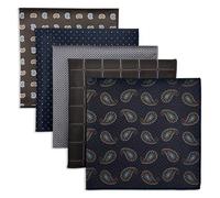 S&W SHLAX&WING 5 Pack Men's Pocket Squares Set 12.6" Formal Handkerchiefs for Suits Weddings Tuxedos Assorted Colors Patterns No.38
