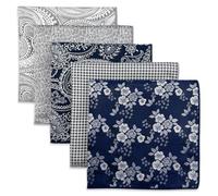 S&W SHLAX&WING 5 Pack Men's Pocket Squares Set 12.6" Formal Handkerchiefs for Suits Weddings Tuxedos Assorted Colors Patterns No.3