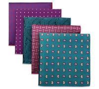 S&W SHLAX&WING 5 Pack Men's Pocket Squares Set 12.6" Formal Handkerchiefs for Suits Weddings Tuxedos Assorted Colors Patterns No.8