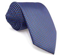 S&W SHLAX&WING Blue Orange Necktie for Men Geometric Patterned Elegant Business Extra Long 63"