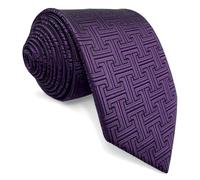 S&W SHLAX&WING Dark Purple Mens Necktie Geometric Patterned Wedding Gift Ties for Men 63"