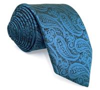 S&W SHLAX&WING Dark Teal Blue Necktie for Men Ties Paisley Elegant for Suit Jacket Woven Wedding Extra Long 63"