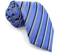 S&W SHLAX&WING Men's Necktie Light Blue Azure Striped Tie Formal Classic Size 57.5"×3.15"