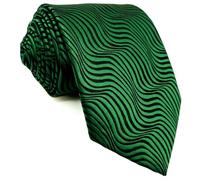 S&W SHLAX&WING Mens Neckties Emerald Green Black Ripple for Suit Jacket Wedding Extra Long 63"