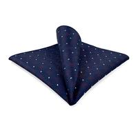 S&W SHLAX&WING Mens Pocket Square Dark Blue Red Pinpoint Dots Geometric Handkerchief Wedding Party