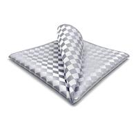 S&W SHLAX&WING Mens Pocket Square Satin Light Grey Silver Off White Checkered Rhomibic for Suit Jacket