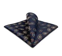 S&W SHLAX&WING Mens Tie Necktie Dark Blue Brown Paisley Matching Pocket Square Only