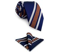 S&W SHLAX&WING Mens Tie Set Long Necktie with Pocket Square Combo Big and Tall