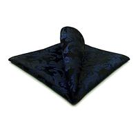 S&W SHLAX&WING Navy Pocket Square Patterned Handkerchief for Men Silk, Blue, 12.6 inches-12.6 inches